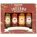 Thoughtfully - Inferno Hot Sauce Geschenkset - Saucen-Set Mit 4 Chili-Saucen - Verschiedene Schärfegrade - Geschenk für BBQ Fans