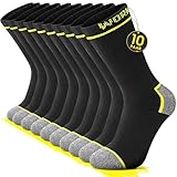 FALARY 10 Paar Arbeitssocken Herren 43-46 Baumwolle Socken Herren 43-46 Herrensocken Funktionssocken Herren Tennissocken Sportsocken Wandersocken Herren 43-46 Strümpfe Schwarz Grau Innenfrottee Dicke