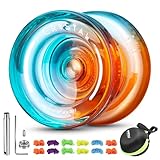 INOVASHON Responsive JoJo K2, Crystal Neospin Yoyo für Kinder und Anfänger, Doppelzweck Trick JoJo mit Leerlauf und Kugellager, Profi Jo-Jo mit Nicht Reagierender, mit 12-Saiten, Lagersatz, Gehäuse