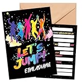 BIROYAL Jump Party Einladungskarten Kindergeburtstag Junge inkl. Umschlagen I 13 Stück I A6 Geburtstagseinladungen Jungen | Einladungen Geburtstag Jumphouse | Perfekte Partyeinladung für Geburtstag