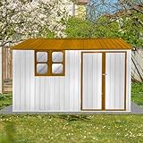 Ball & Cast 3 x 2,4 m Schuppen und Aufbewahrung im Freien, Metall-Gartenhaus mit Fenster, wasserdichter Schrank, faltbares Haus mit abschließbaren Türen und Dächern, zur Aufbewahrung von Fahrrädern,