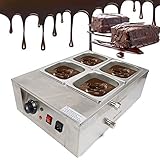 JDBDU 4-Topf Schokoladen Schmelztiegel, Schokoladenschmelz Maschine Edelstahl Elektrisches Schokoladen Schmelztopf Einstellbare Temperatur 0-80℃ Schokoladen Fondue zum Erhitzen von Schokolade, Sahne