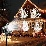 Asstikoo Projektor Weihnachten Aussen, 2025 Aktualisiert 9W 900 Lumen Heller LED Schneeflocke Projektor Lichter, IP65 Wasserdicht Snowflake Projektionslampe (Weihnachtsmann)