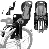 Campela Kinderfahrradsitz hinten – 2-in-1 Montage Gepäckträger & Rahmen 28–34 mm – 5-Punkt-Gurt, EN14344/TÜV – bis 22 kg, 9 Monate–7 Jahre – waschbares Polster – CA0060GRY