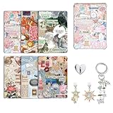 6 Stück Einsätze für Kindle Paperwhite transparente Hülle und 2 Stück Staubschutzstecker Charms Retro Handy-Charm-Set für E-Reader, Kartoneinsatz Zubehör für Kindle 11.-12., Geschenk für Buchliebhaber