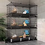 Großer Hasenkäfig auf Rädern, mehrstöckiger unabhängiger Raum, Kleintierkäfig mit Tablett, Metallrahmen, für Draußen und Drinnen
