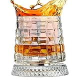 Whiskyglas – transparenter Becher mit 360 Grad drehbarem Boden, Rotweinglas, zum Trinken von Männern, Vater, Ehemann, Party, Weihnachten, Geburtstag, Urlaub