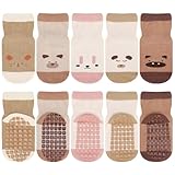 Utensilsto 5 Paar Stoppersocken Kinder Baumwolle Antirutschsocken Kinder ABS Rutschfeste Socken mit Tiere für 1-3 Jahre Mädchen Jungen