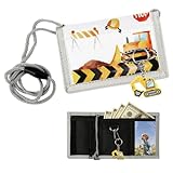 Deepton Brustbeutel Kinder Bagger mit Schlüsselanhänger, Kinder Portemonnaie Jungen, Baustelle Geldbeutel zum Umhängen für Jugendliche Geeignet Geburtstags und Feiertagsgeschenke