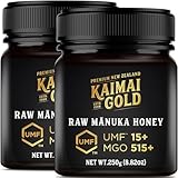 Kaimai Gold MGO 515+ / UMF 15+ Manuka Honig * 2x 250G Premium Monofloral UMF® Zertifizierter Neuseeländischer ManukaHonig * MGO 400 = UMF 12, 420 450 = UMF 13, 514 550 = UMF 15, 600 625 = UMF 16