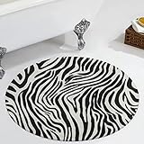 Veryday Zebra Rund Teppich Luxury Wohnzimmerteppich als Fußmatte Fußabstreifer Haustürmatte für Kinderzimmer Schlafzimmer White Einheitsgröße