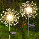 2 Stück Solarstecker Gartenleuchten, 150 LEDs Solar Gartenleuchten Außen 8 Modi Feuerwerk Pusteblume Solarlampen für Hof Landschaft Rasen Hinterhof Terrasse Party Hochzeitsdekor