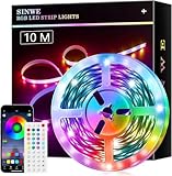 SINWE Led Strip,10M RGB Led Streifen,Smart Lights,Led Leiste mit Fernbedienung und APP, Musik Sync, Timer-Einstellung für Gaming Zimmer, Room, Küche, Zuhause Partei