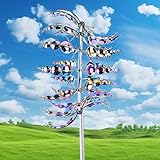 3D Metall-Windmühle, Einzigartige Magische Rasen-Wind-Spinner, Windmühle aus Edelstahl, Magische Metall-Windmühle für Hof und Garten Windfänger Außenterrassendekoration