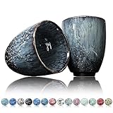 Ganzoo Kaffee Becher Keramik, Design Kaffee -Tasse ohne Henkel 200ml, Tee -Tasse 2er Set, coffee mug, tea cup, Tasse mit modernem Muster, bunte Unikate apatite