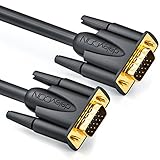 deleyCON 1m VGA Kabel 15-polig - S-VGA Monitorkabel D-Sub-Stecker 1080p Full HD 3-fach geschirmt Knickschutz vergoldete Kontakte - Schwarz