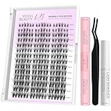 VEYESBEAUTY Wimpern Extensions Set 5-Sekunden-Wimperncluster Cluster Lashes DIY Cluster Wimpern Wimpernverlängerung Falsche Wimpern Lash Bond And Seal Falsche Wimpern (Whisper Kit, 8-16mm)