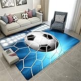 Sportlicher 3D Teppich Für Wohnzimmer Sport Fußball Kinderteppich Grün Fußballplatz Doodle Loch In Der Wand Fußball Junge Teenager Schlafzimmer Küche Flur Teppich Fußmatte (Farbe 5,120x160 cm)