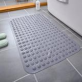 Duschmatte Haustier Hund Badematte für Wanne,Rutschfest Massage Badezimmer Matte Weich Bequem Badewannenmatte mit Drain Holes,Waschmaschinenfeste,Vierecke Bad Matte mit Saugnäpfe-Grau 80x120cm(31x47in