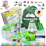 WOLKENGLÜCK® Forscherset für Kinder [ab 3 Jahre] - großes Entdecker-Set für neugierige Insekten- und Naturforscher - mit Becherlupen, Insektenglas, Insektenmodellen & Stickern