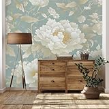 Yidbhsse Pfingstrose Blumenmuster Wandtapete Wohnzimmer Wanddeko, vliestapete Blüten Pflanzen 3D Effekt Tapete 368x254 cm, Floral Botanisch Fototapete Schlafzimmer, Motivtapete