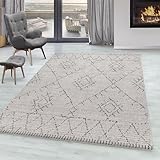 SIMPEX Kurzflor Teppich, Berber-Design, Teppich Beige, 160 x 230 cm, Teppich Boho-Stil, Teppich Wohnzimmer
