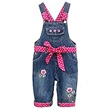 Peacolate 3M-3Jahre Säugling Baby Mädchen Denim Overall Bestickter Latzhose Jeanshose mit Pink Gürtel(2-3J, Rose)