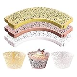 Lanonvy 150Stück Cupcake Spitze Cupcake Liner Cupcake Papers Cupcake Cups HüLlen für Hochzeit Geburtstag Decor