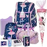 Premium Light Ballerina - Tänzerin - Schulranzen-Set 9tlg. mit Schultüte, Sporttasche, Brustbeutel, Brotdose und Trinkflasche - Heftbox A4 Gratis