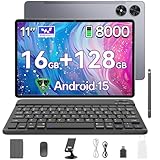 SVITOO Tablet 11 Zoll, Android 15 Tablet 4 GB Arbeitsspeicher + 128GB ROM, T606 Octa-Core, 1280x800 HD, 8000mAh（mit NTC, Widevine L1, 13MP+5MP, 2.4G + 5G WiFi, GPS (Tastatur-Set)