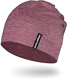EMPIRELION 9' Multifunktionale Leichte Mütze Running Beanie-Mützen Skull Cap Radsport-Kappen Helmfutter Helm Unterziehmütze Schlaf Kappen für Damen Herren (Rubin Wein Melange)