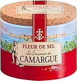 Le Saunier de Camargue Fleur De-Sel in 125 g Dose, Premium Meersalz aus Süd-Frankreich, Ideal als Finishing von Speisen
