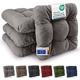 Beautissu 4er Set Premium Stuhlkissen 35x35 cm Hellgrau – UV-beständig & Robust Sitzkissen Outdoor 8 cm dick Polster für Balkonstühle – Gartenstuhl Sitzpolster Stuhl Kissen Indoor – HighLux SK