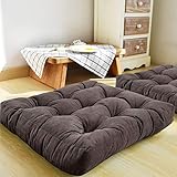 HIGOGOGO Quadratisches Meditationskissen, großes Bodenkissen, solide, dick, getuftet, Sitzkissen für Balkon, Schlafzimmer, Tatami, Wohnzimmer, Dunkelgrau, 55,9 x 55,9 cm