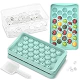 KICHLY Eiswürfelbehälter-Kugeln BPA-freier Eiswürfelbereiter, ideal zum Kühlen von Cocktails und Kaffee, müheloses Entnehmen (33 x 3 kugelförmige Kugeln, inklusive Eiswürfelbehälter und Eiszange)