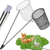 Hühnernetze, 2 Stück Skalierbares Hühnerfänger, Fangnetz Set Geflügel Net Hühnerfänger Tierfangstange , Einziehbar 80-240cm, Geflügelfänger für Huhn, Enten, Gänse, Puten, Katzen, Vögel, Fische