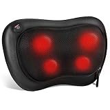 ALLJOY Massagekissen mit Wärmefunktion, Shiatsu Massagegerät für Nacken Schulter Rücken, Rückenmassagegerät mit 3D Rotierenden Massageköpfen, PU-Leder, Geschenk für Männer, Frauen