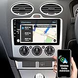 9' Android Autoradio mit Navi 2G+32G Ersatz für Ford Fiesta MK5 Focus MK2 Transit Kuga C-Max S-Max Galaxy, Unterstützt Wireless Carplay Android Auto, 1280x720 Pixel, DSP Bluetooth WiFi GPS SWC