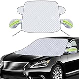 Kerizher Frontscheibenabdeckung, Auto-Windschutzscheibenabdeckung mit 2 Haken & 2 Spiegelabdeckungen, Auto-Windschutzscheibenabdeckung für Auto, SUV, LKW (Weiß, 155cmx124cm)