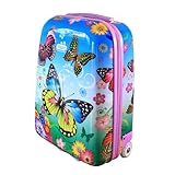 Kinderkoffer Reisekoffer Trolley Hartschalen Koffer Handgepäck Mädchen LED Skater Rollen Schmetterling Butterfly 819