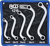 BGS Doppel-Ringschlüssel-Satz - S-Form - SW 10x11 - 18x19 mm - 5-tlg.