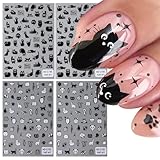 Mrltau 4 Blätter Katze Nagelsticker, Nagelsticker Selbstklebend, Nail Art, Nagel Stickers, Nageltattoos, Nail Stickers, Nagelsticker Kinder, Halloween Nagelsticker
