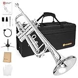 Bb Standard Trompete Set Nickel Messing Trompeten für Anfänger Studenten Erwachsene, Silber Besuche den vangoa-Store