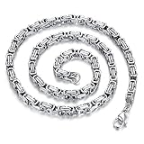 JewelryWe Königskette Halskette Herren Kette: Silber Edelstahl Byzantinische Kette Biker Link Halskette Ohne Anhänger Breite 5mm Länge 55cm Punk Rock Schmuck Geschenk für Männer