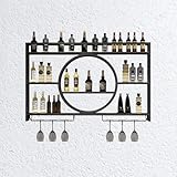Weinregal Wandmontage mit Halter – schwimmendes Weinregal für Likör- und Whiskey-Display, Mini-Barschrank