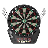 Elektronische Dartscheibe mit 27 Spielmodi, Steeldartscheibe mit LED-Display und Sprachansage, Inklusive 6 Soft-Tip Darts und Schutzring, Dartautomat für Kinder und Erwachsene