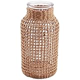 Ftyesger Stroh Glas Blumen Vase Japanischer Blumen Topf im Nordisch Vertraglich Vereinbarten Kreativen Blumen Korb für Wasser Pflanzen -S