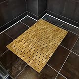 HJJKKH Badematte, 50 x 70 cm, zusammenklappbar, rutschfeste Matte für Badewanne, Dusche, Sauna, Whirlpool, Viskose aus Bambus