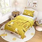 Hearda Osterei Kinderbettwäsche, Bettwäsche Set mit Kissenbezug für Bettwäsche Mädchen Jungen Mikrofaser Kuschelige Bettwäsche, Bettdecke und Kissen Set mit Reißverschluss (Gold,100x135cm)