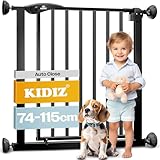 KIDIZ® Türschutzgitter Absperrgitter Treppengitter Kindergitter | Gitter Haustier | ohne Bohren | beidseitig schwenkbar, Farbe: Schwarz, Größe: 74-87 cm